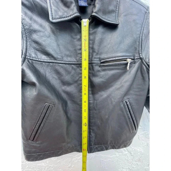 Class Club Kids Long Sleeve Full Zip Leather Motorcycle Jacket Black Sz 6/7 - Picture 6 of 13